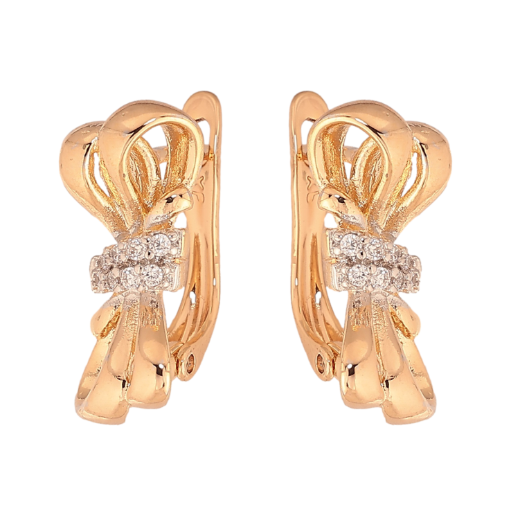 Сережки Xuping колір Позолота 18К+Родій англійський замок "Візерунок з кристалами" фото №9 Сережки Xuping колір Позолота 18К+Родій англійський замок "Візерунок з кристалами" фото №9