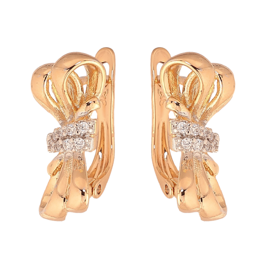 Сережки Xuping колір Позолота 18К+Родій англійський замок "Візерунок з кристалами" фото №1