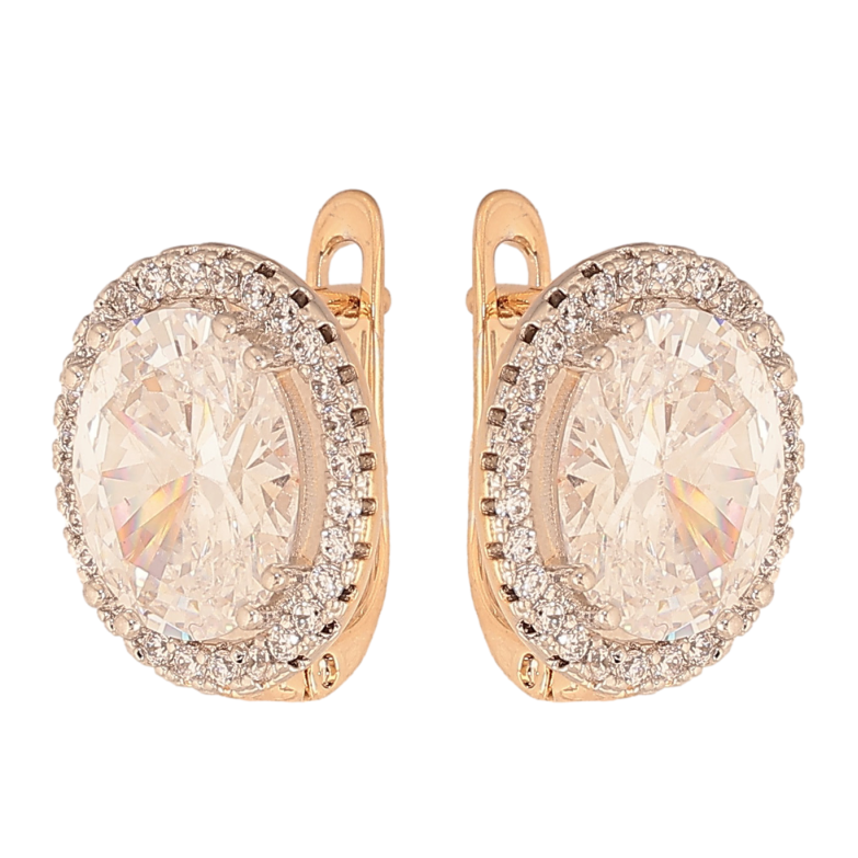 Сережки Xuping колір Позолота 18К+Родій англійський замок "Візерунок з кристалами" фото №1