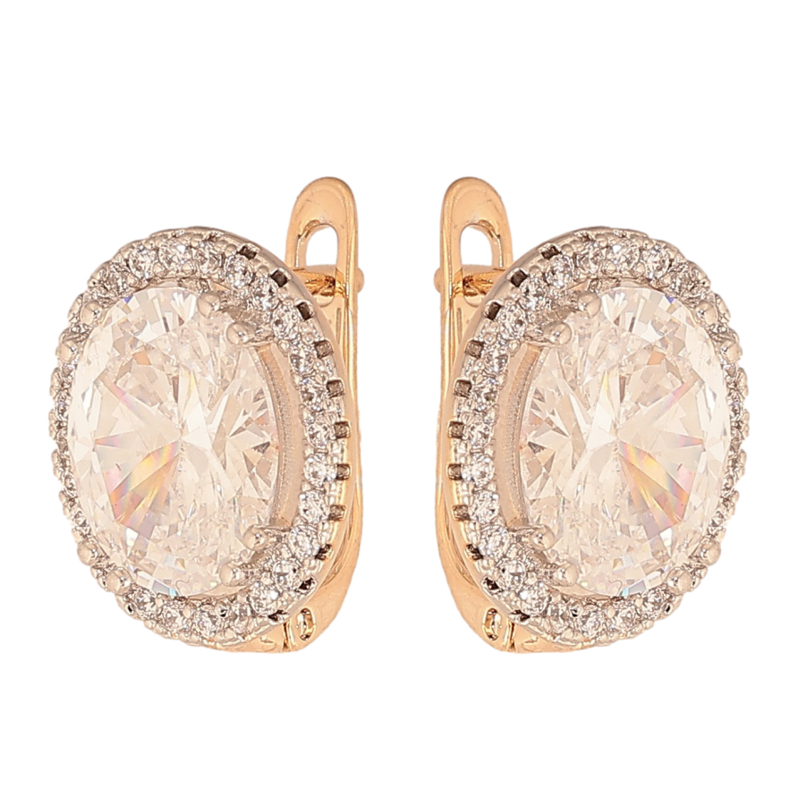 Сережки Xuping колір Позолота 18К+Родій англійський замок "Візерунок з кристалами" фото №1