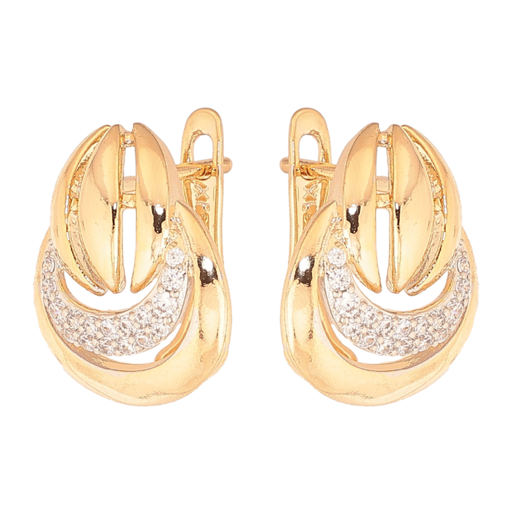 Сережки Xuping колір Позолота 18К+Родій англійський замок "Візерунок з кристалами" фото №23 Сережки Xuping колір Позолота 18К+Родій англійський замок "Візерунок з кристалами" фото №23