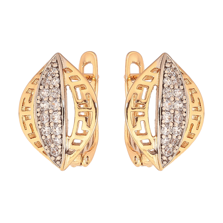 Сережки Xuping колір Позолота 18К+Родій англійський замок "Візерунок з кристалами" фото №21 Сережки Xuping колір Позолота 18К+Родій англійський замок "Візерунок з кристалами" фото №21