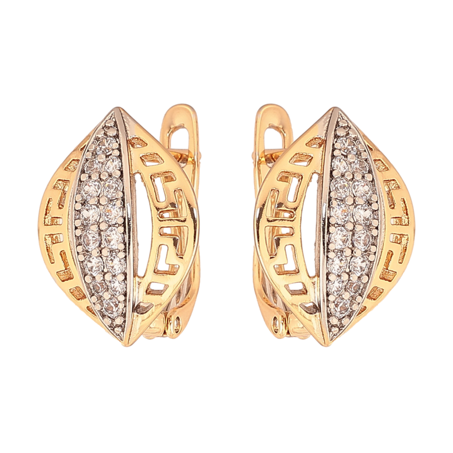 Сережки Xuping колір Позолота 18К+Родій англійський замок "Візерунок з кристалами" фото №1