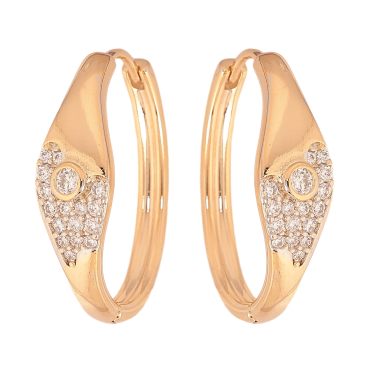 Сережки Xuping колір Позолота 18К+Родій колечка "Візерунок з кристалами" фото №12 Сережки Xuping колір Позолота 18К+Родій колечка "Візерунок з кристалами" фото №12