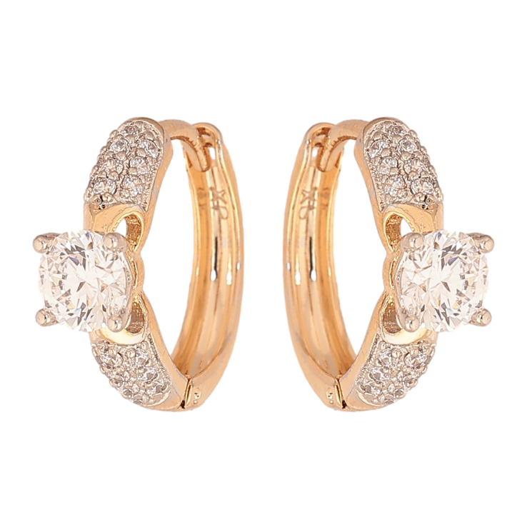 Сережки Xuping колір Позолота 18К+Родій колечка "Інкрустація кристалами" фото №8 Сережки Xuping колір Позолота 18К+Родій колечка "Інкрустація кристалами" фото №8