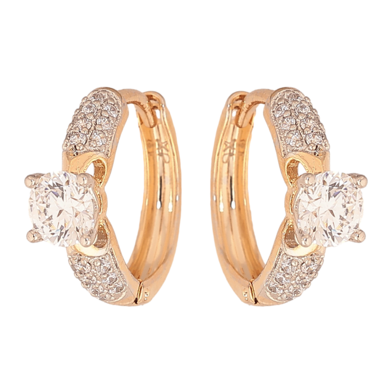 Сережки Xuping колір Позолота 18К+Родій колечка "Інкрустація кристалами" фото №1