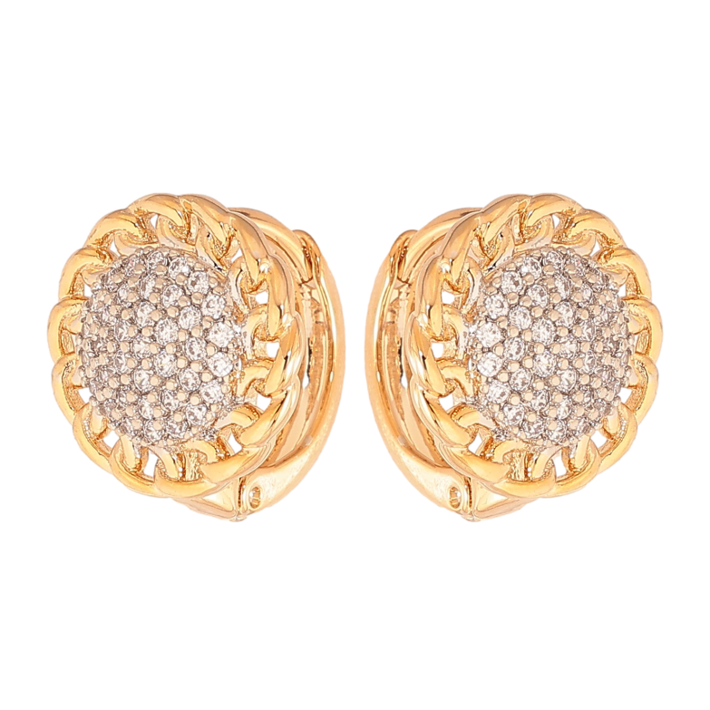 Сережки Xuping колір Позолота 18К+Родій колечка "Візерунок з кристалами" фото №9