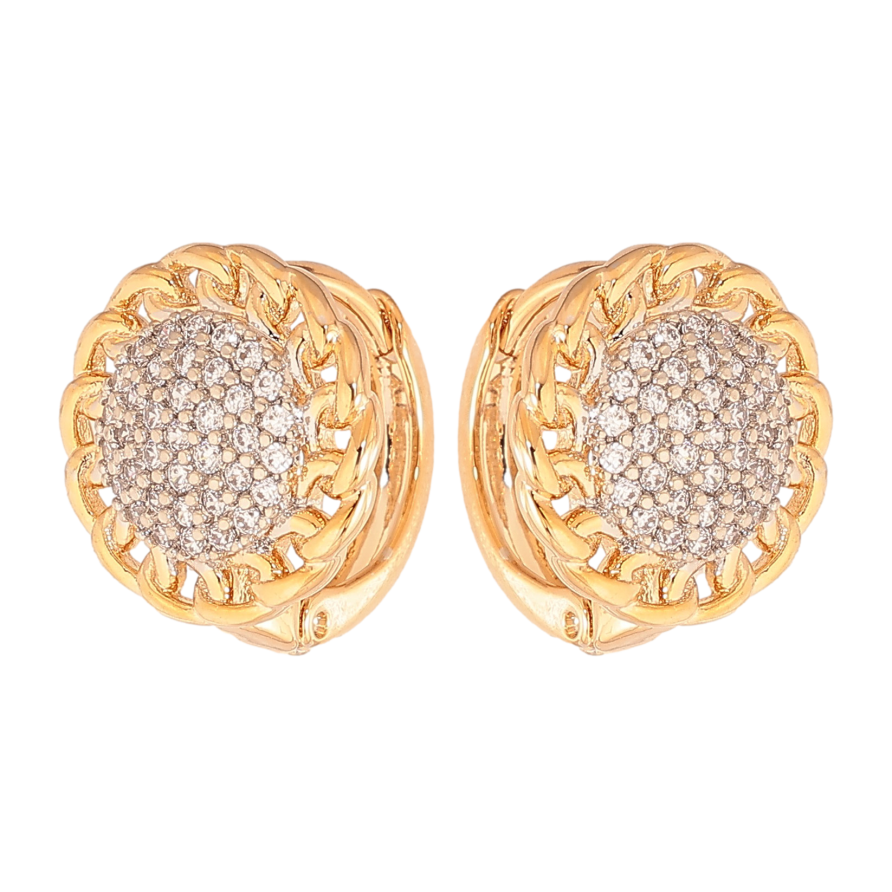 Сережки Xuping колір Позолота 18К+Родій колечка "Візерунок з кристалами" фото №1 Сережки Xuping колір Позолота 18К+Родій колечка "Візерунок з кристалами" фото №1