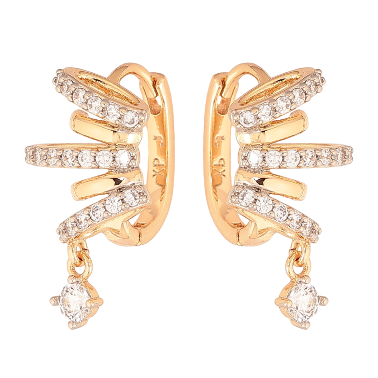 Сережки Xuping колір Позолота 18К+Родій підвіски на колечках "Візерунок з кристалами" фото №8 Сережки Xuping колір Позолота 18К+Родій підвіски на колечках "Візерунок з кристалами" фото №8