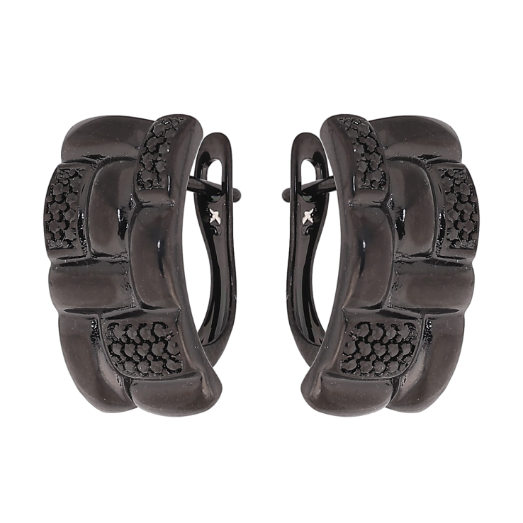 Сережки Xuping колір Позолота Black (чорне золото) англійський замок "Візерунок з чорними кристалами" фото №7 Сережки Xuping колір Позолота Black (чорне золото) англійський замок "Візерунок з чорними кристалами" фото №7