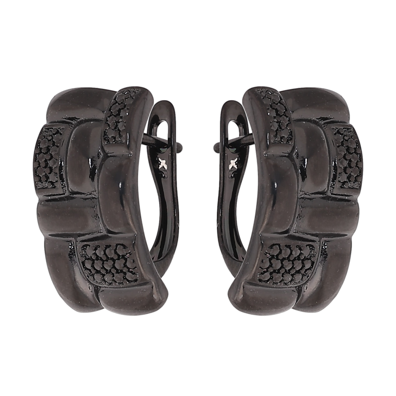 Сережки Xuping колір Позолота Black (чорне золото) англійський замок "Візерунок з чорними кристалами" фото №1