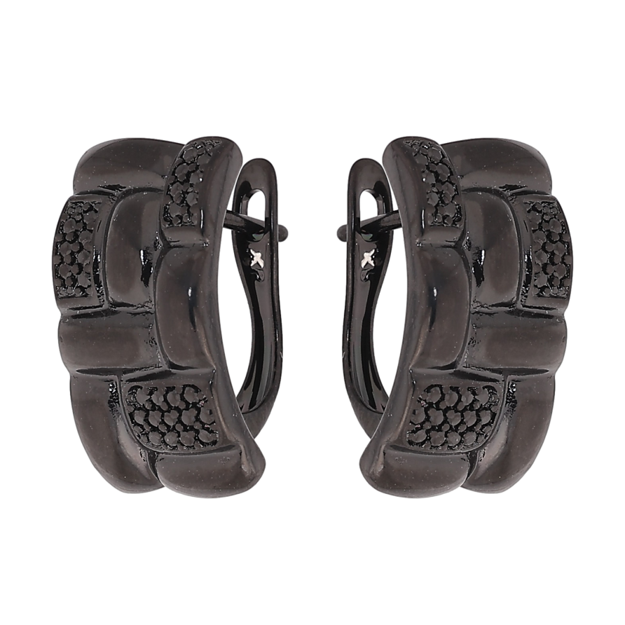 Сережки Xuping колір Позолота Black (чорне золото) англійський замок "Візерунок з чорними кристалами" фото №1