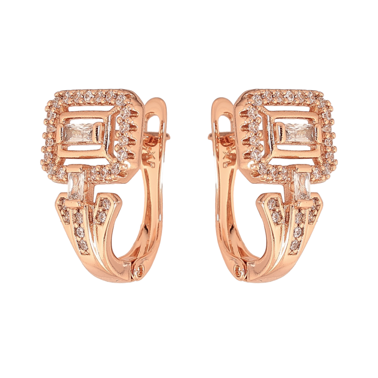 Сережки Xuping колір Позолота РО англійський замок "Візерунок з кристалами" фото №16 Сережки Xuping колір Позолота РО англійський замок "Візерунок з кристалами" фото №16