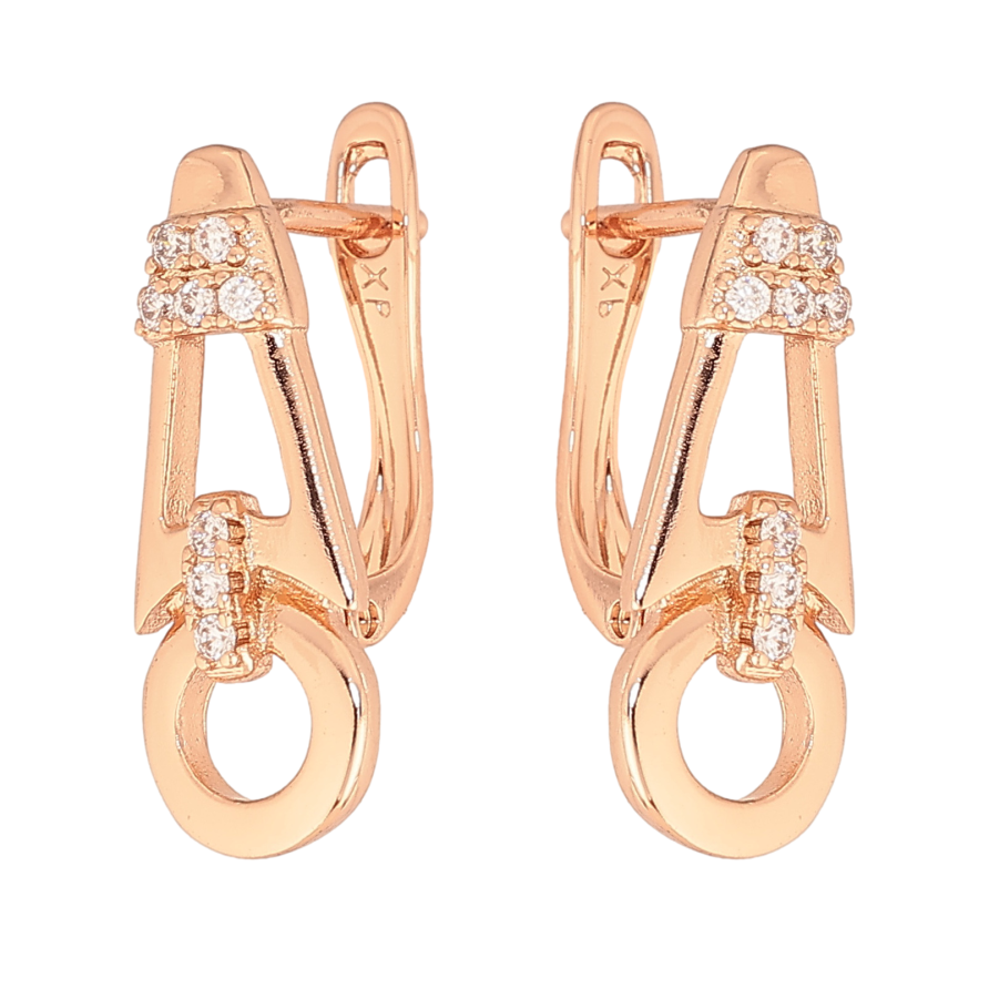 Сережки Xuping колір Позолота РО англійський замок "Візерунок з кристалами" фото №1