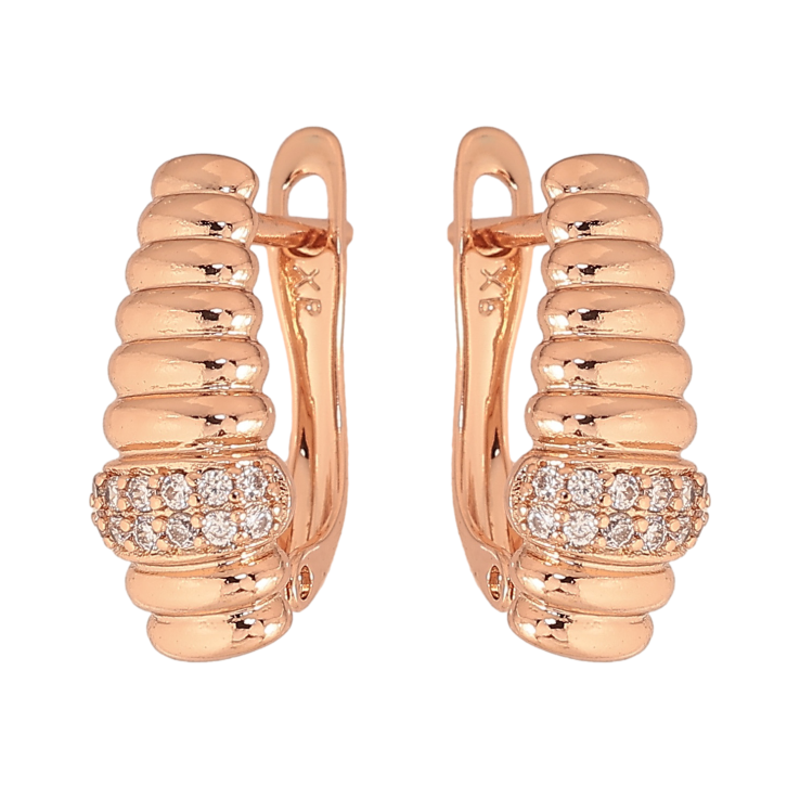 Сережки Xuping колір Позолота РО англійський замок "Візерунок з кристалами" фото №5