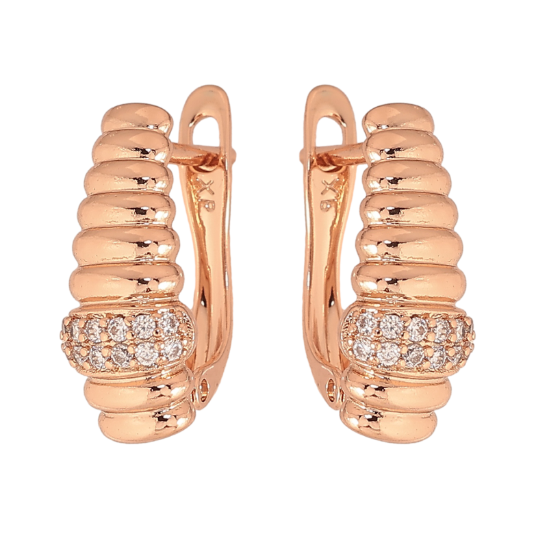 Сережки Xuping колір Позолота РО англійський замок "Візерунок з кристалами" фото №1