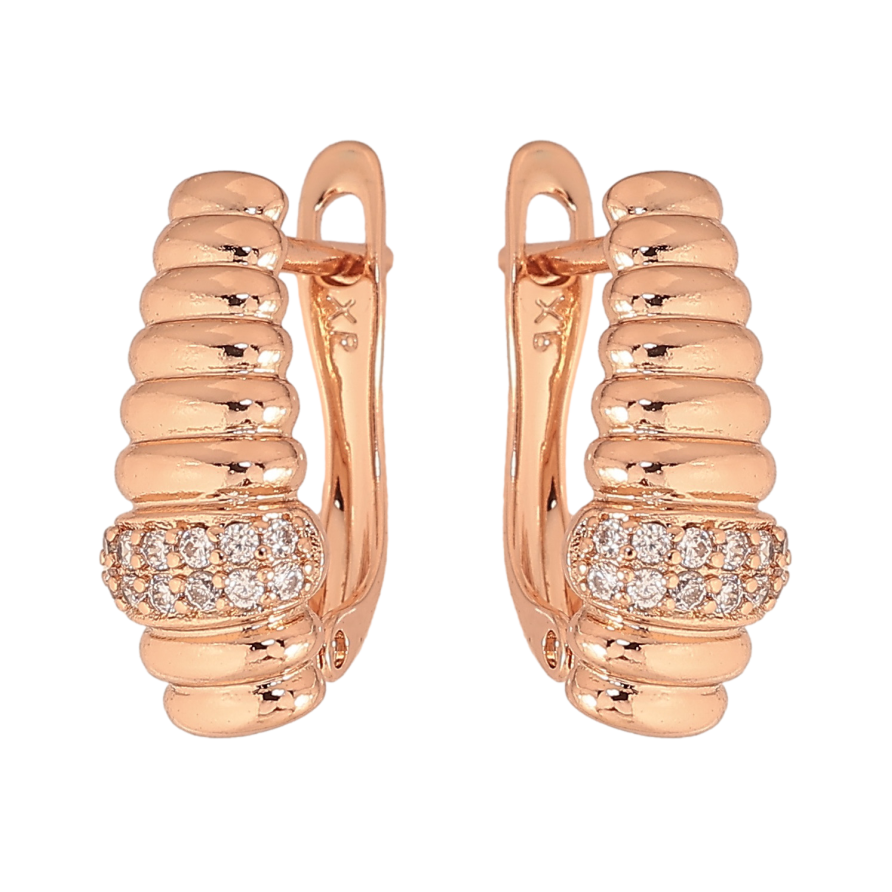 Сережки Xuping колір Позолота РО англійський замок "Візерунок з кристалами" фото №1