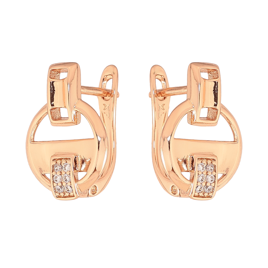 Серьги Xuping цвет Позолота РО английский замок "Узор с кристаллами" фото №1