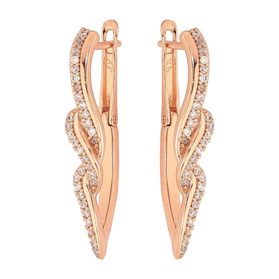 Серьги Xuping цвет Позолота РО английский замок "Узор с кристаллами" фото №1