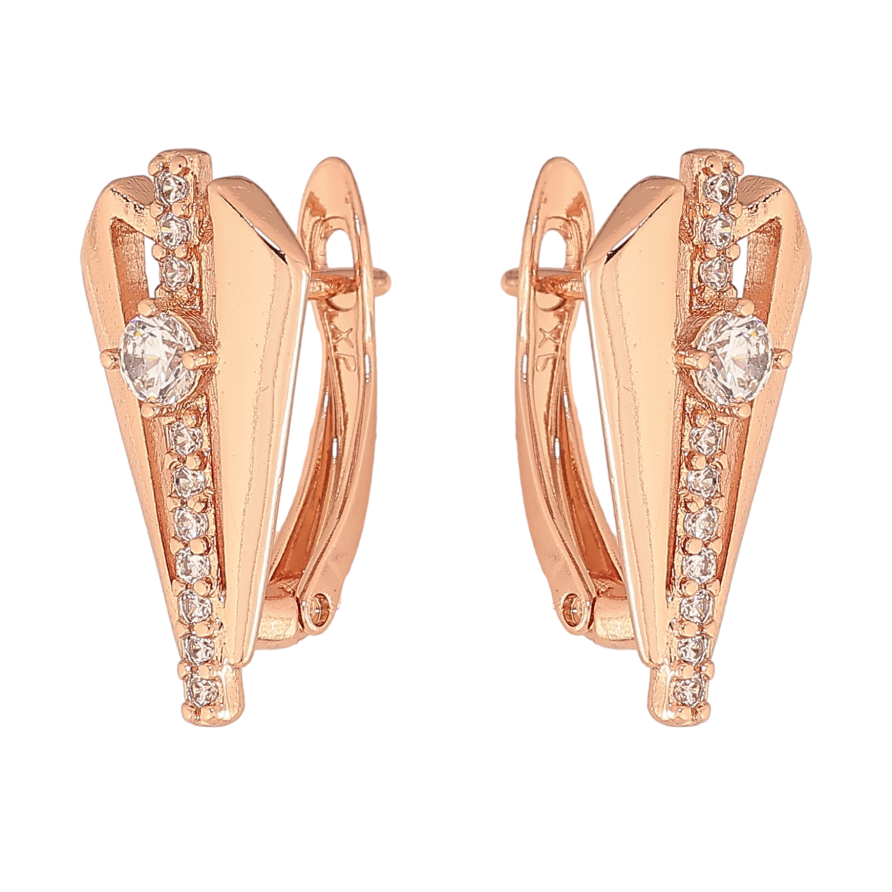 Сережки Xuping колір Позолота РО англійський замок "Візерунок з кристалами" фото №1