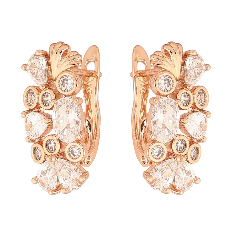 Сережки Xuping колір Позолота РО англійський замок "Візерунок з кристалами" фото №21 Сережки Xuping колір Позолота РО англійський замок "Візерунок з кристалами" фото №21