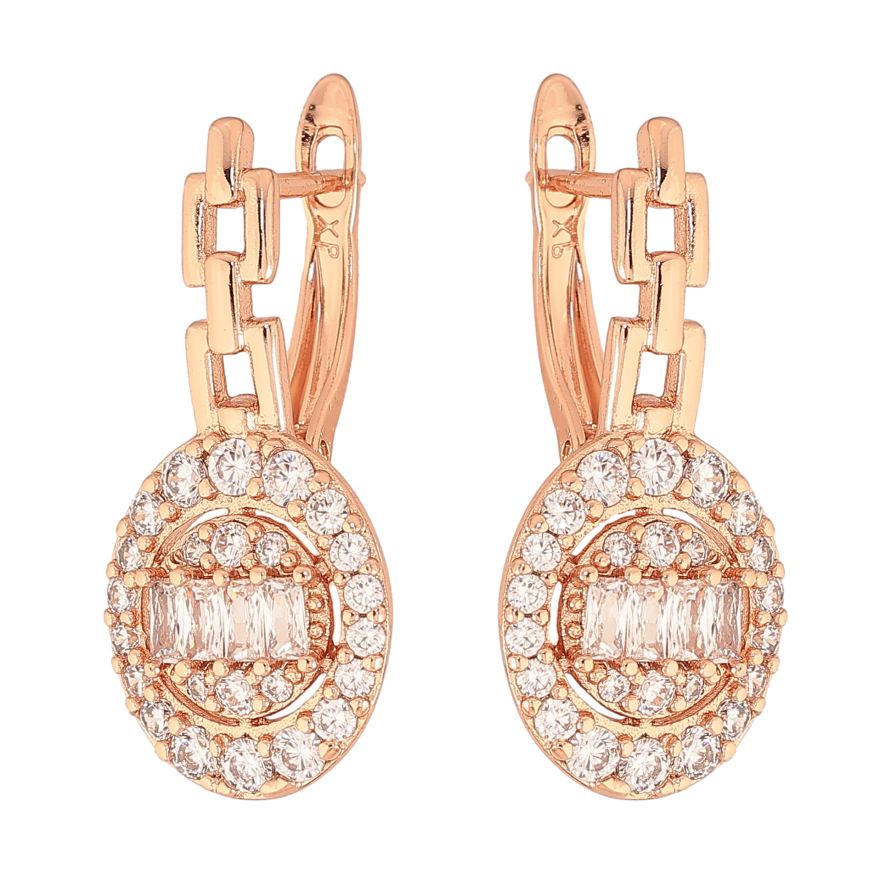 Сережки Xuping колір Позолота РО англійський замок "Візерунок з кристалами" фото №1