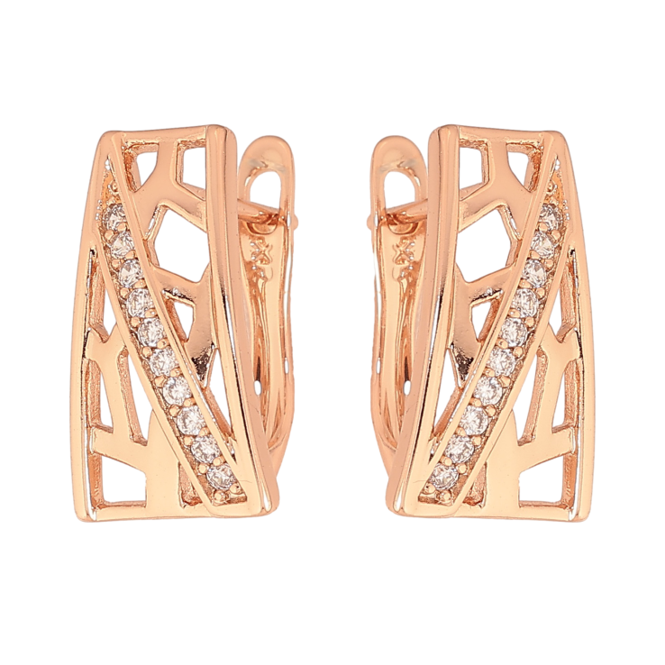 Сережки Xuping колір Позолота РО англійський замок "Візерунок з кристалами" фото №19 Сережки Xuping колір Позолота РО англійський замок "Візерунок з кристалами" фото №19