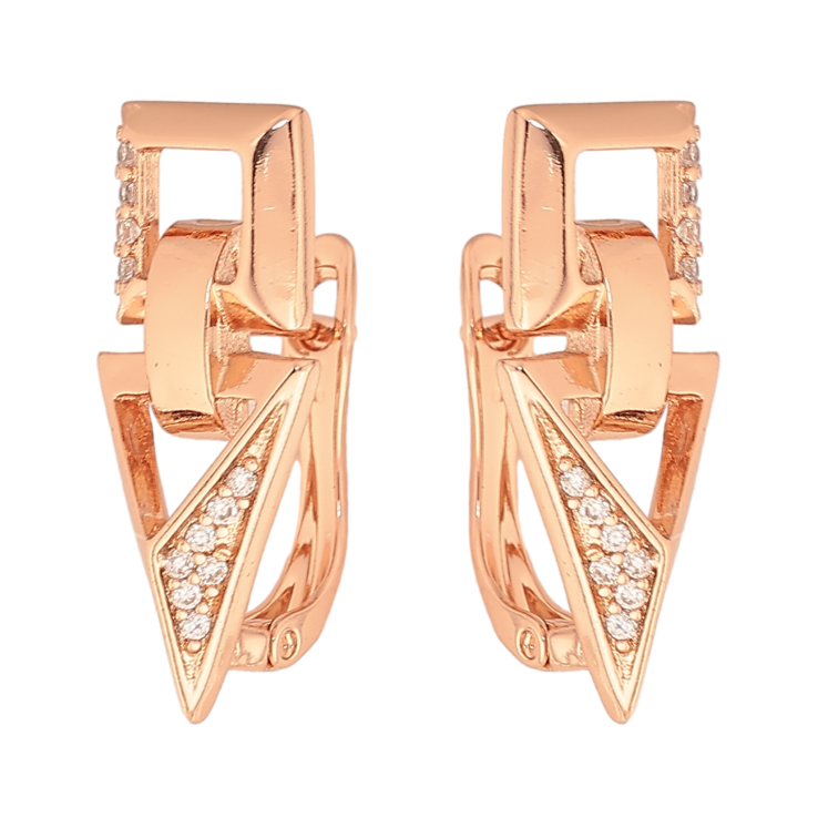 Сережки Xuping колір Позолота РО англійський замок "Візерунок з кристалами" фото №10 Сережки Xuping колір Позолота РО англійський замок "Візерунок з кристалами" фото №10