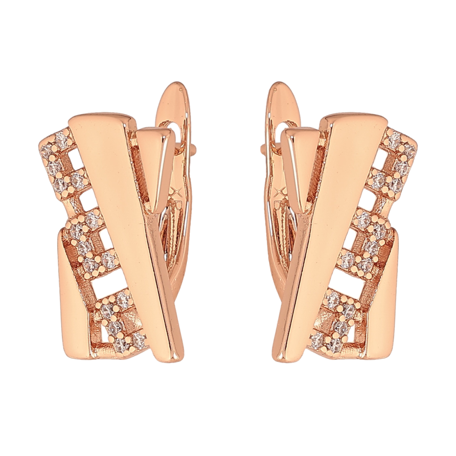 Сережки Xuping колір Позолота РО англійський замок "Візерунок з кристалами" фото №1