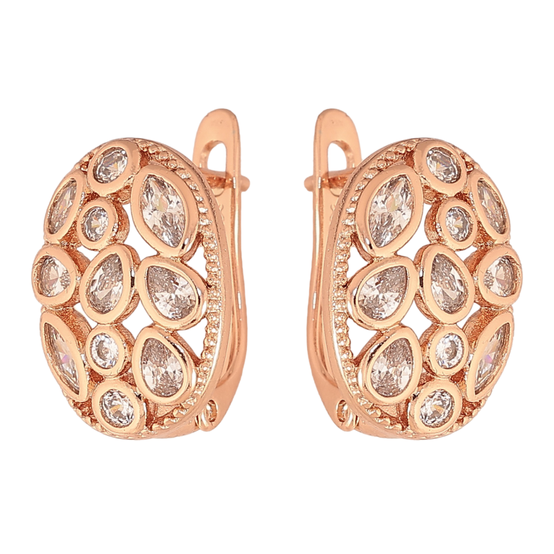 Сережки Xuping колір Позолота РО англійський замок "Візерунок з кристалами" фото №1