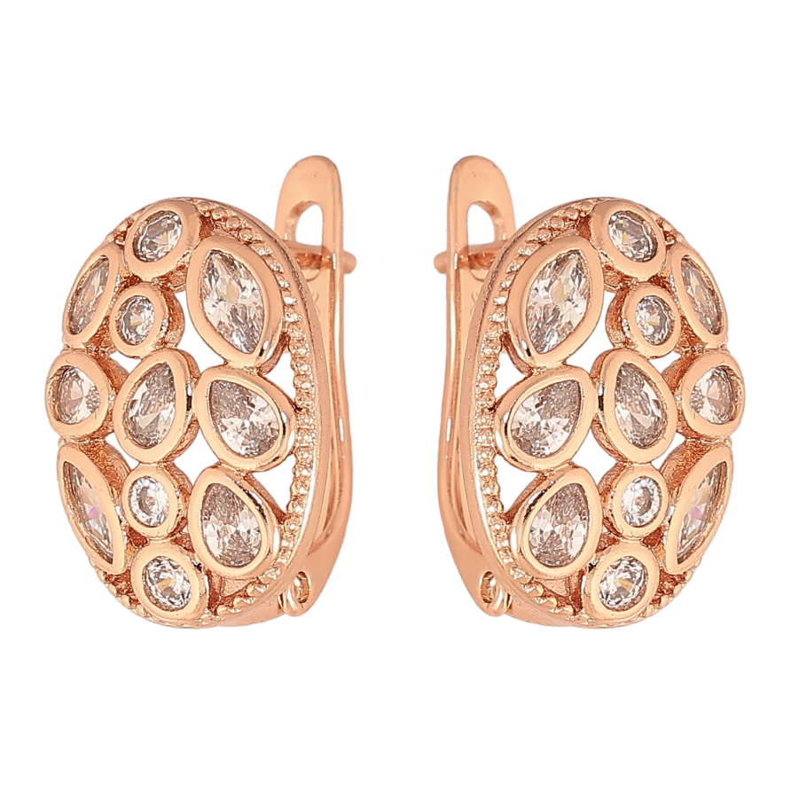 Сережки Xuping колір Позолота РО англійський замок "Візерунок з кристалами" фото №1