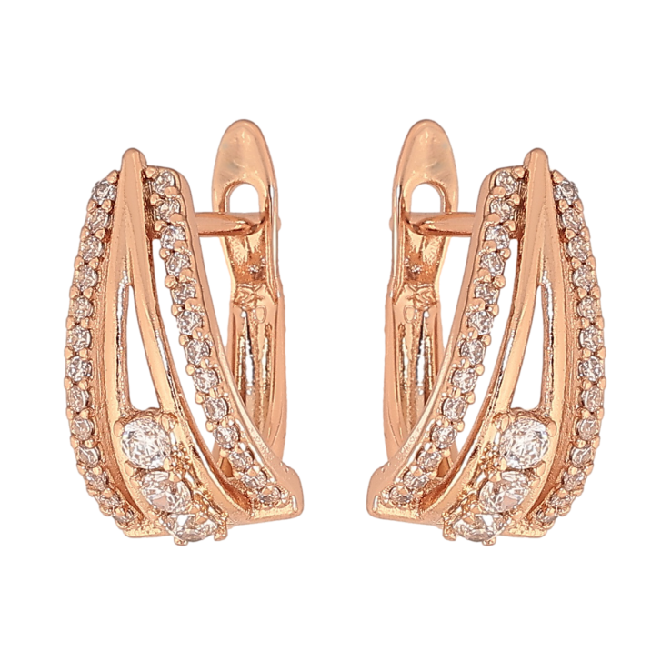 Сережки Xuping колір Позолота РО англійський замок "Візерунок з кристалами" фото №15 Сережки Xuping колір Позолота РО англійський замок "Візерунок з кристалами" фото №15