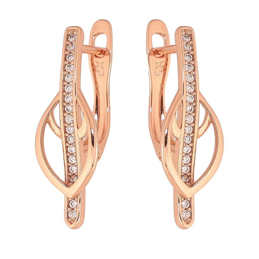 Сережки Xuping колір Позолота РО англійський замок "Візерунок з кристалами" фото №1