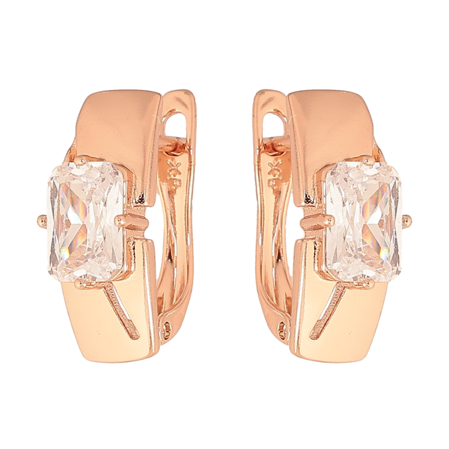 Сережки Xuping колір Позолота РО англійський замок "Кристальна вставка" фото №1