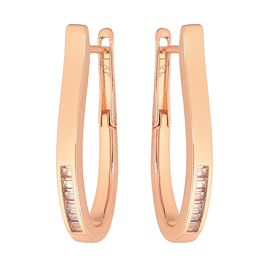 Сережки Xuping колір Позолота РО англійський замок "Скоби з кристалами" фото №1