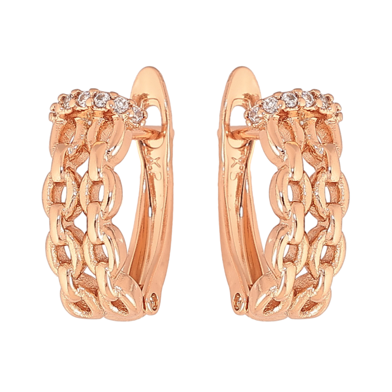 Сережки Xuping колір Позолота РО англійський замок "Візерунок з кристалами" фото №1