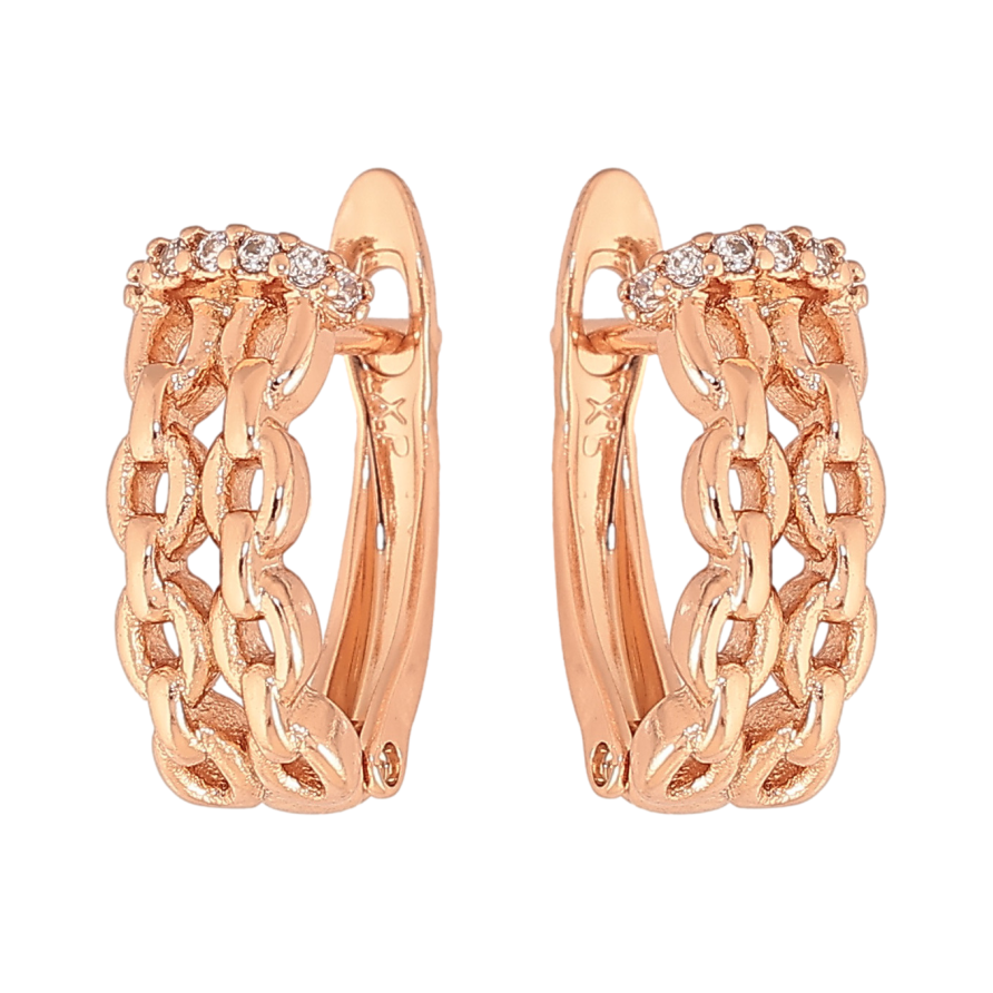 Сережки Xuping колір Позолота РО англійський замок "Візерунок з кристалами" фото №1