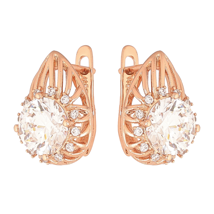 Сережки Xuping колір Позолота РО англійський замок "Візерунок з кристалами" фото №14 Сережки Xuping колір Позолота РО англійський замок "Візерунок з кристалами" фото №14