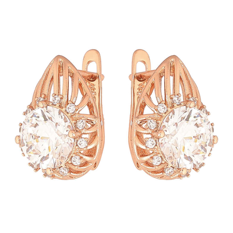 Сережки Xuping колір Позолота РО англійський замок "Візерунок з кристалами" фото №9