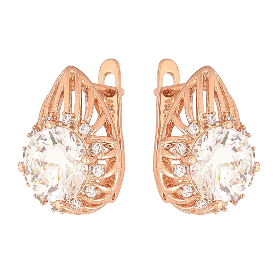 Сережки Xuping колір Позолота РО англійський замок "Візерунок з кристалами" фото №1