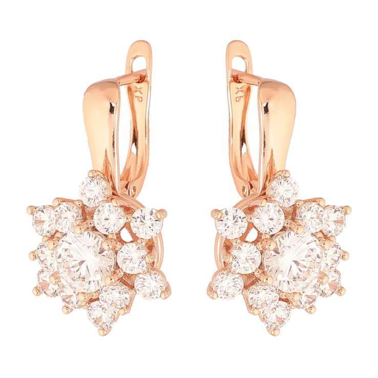 Сережки Xuping колір Позолота РО англійський замок "Квіточки з кристалами" фото №6 Сережки Xuping колір Позолота РО англійський замок "Квіточки з кристалами" фото №6