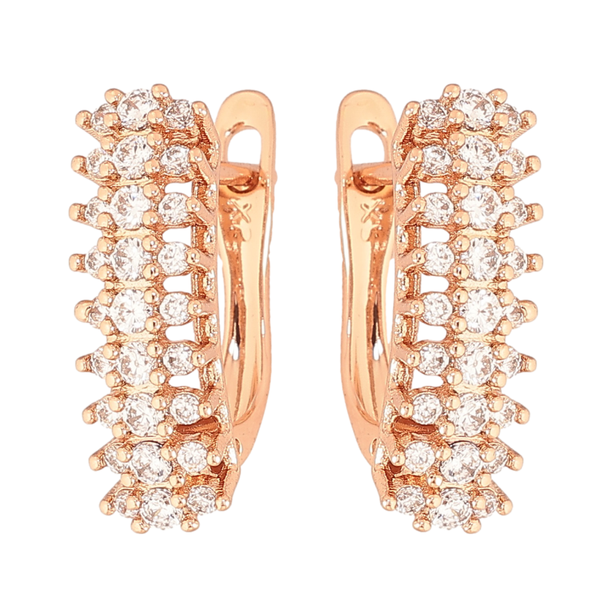 Сережки Xuping колір Позолота РО англійський замок "Інкрустація кристалами" фото №1