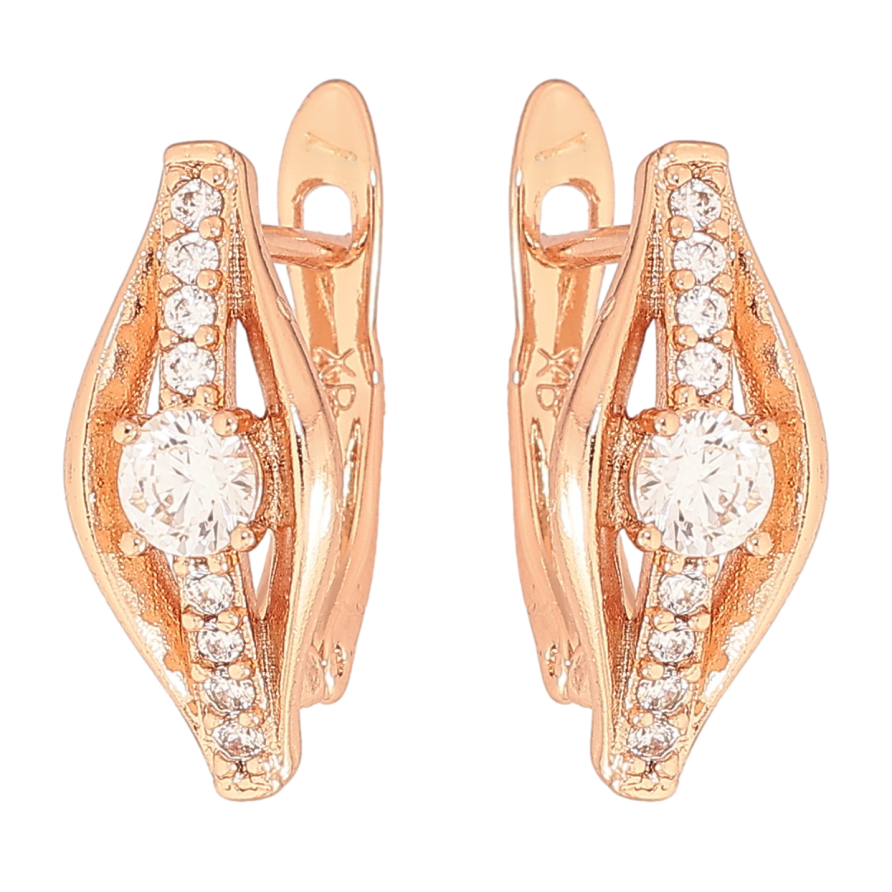Сережки Xuping колір Позолота РО англійський замок "Візерунок з кристалами" фото №1
