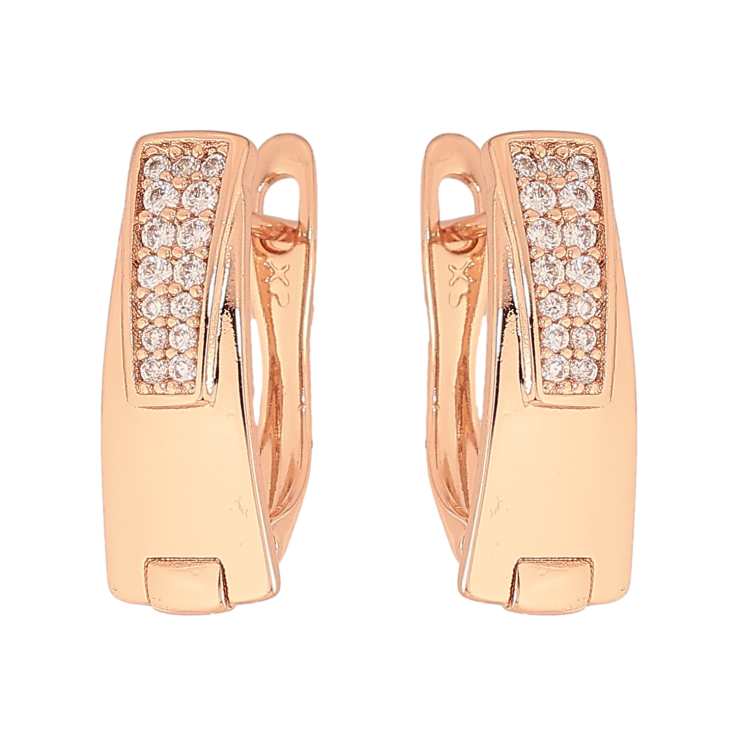 Сережки Xuping колір Позолота РО англійський замок "Візерунок з кристалами" фото №3