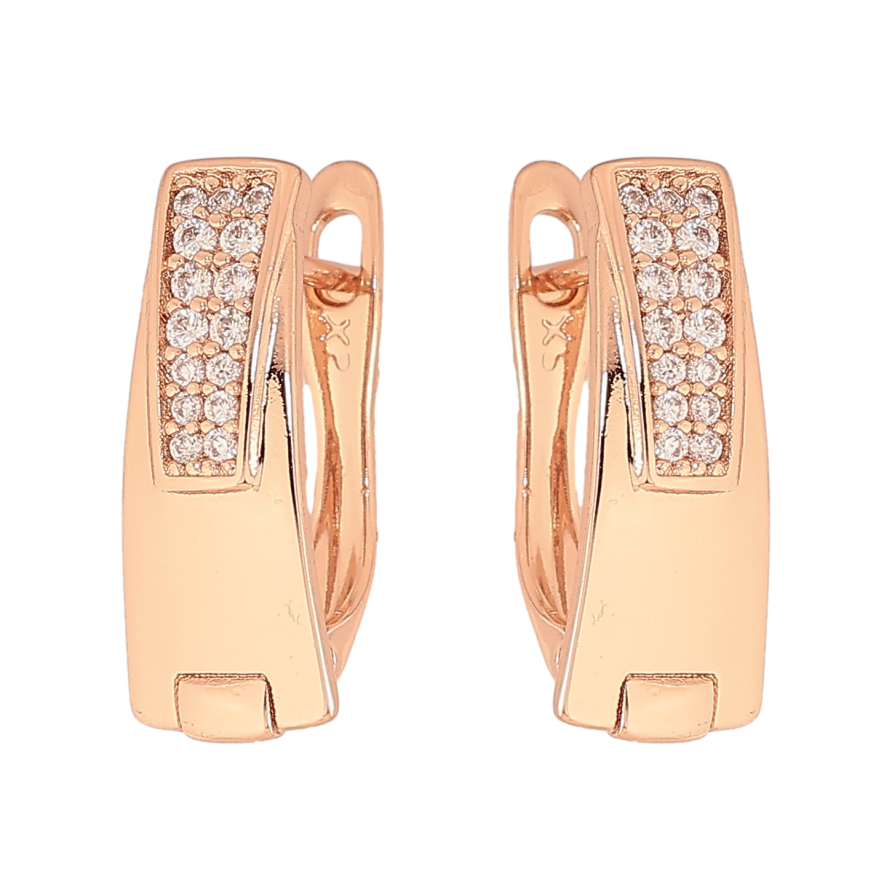 Сережки Xuping колір Позолота РО англійський замок "Візерунок з кристалами" фото №1 Сережки Xuping колір Позолота РО англійський замок "Візерунок з кристалами" фото №1