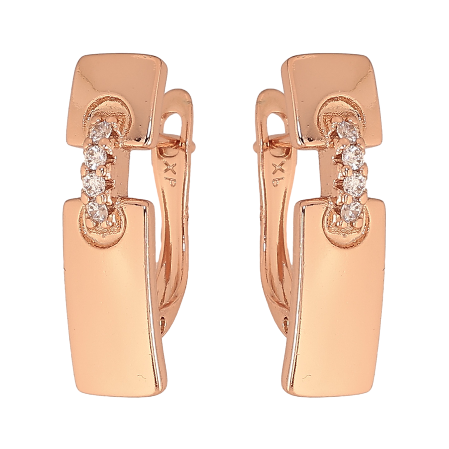 Сережки Xuping колір Позолота РО англійський замок "Візерунок з кристалами" фото №1