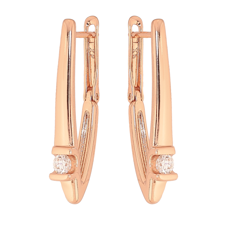 Сережки Xuping колір Позолота РО англійський замок "Скоби з кристалами" фото №13 Сережки Xuping колір Позолота РО англійський замок "Скоби з кристалами" фото №13