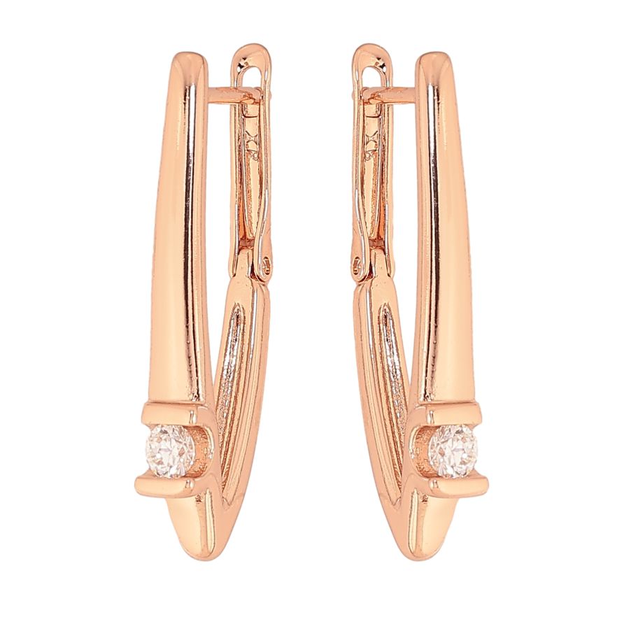 Сережки Xuping колір Позолота РО англійський замок "Скоби з кристалами" фото №1 Сережки Xuping колір Позолота РО англійський замок "Скоби з кристалами" фото №1