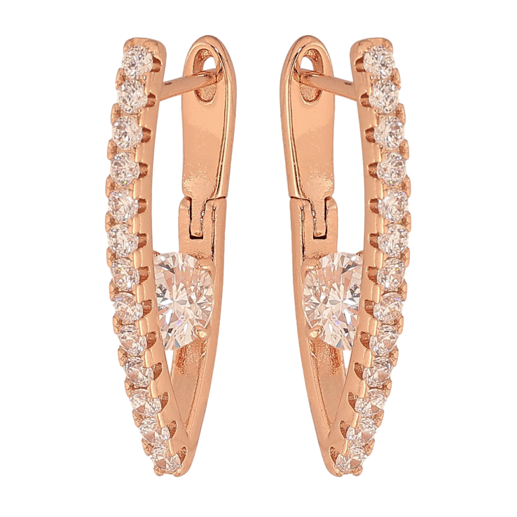 Сережки Xuping колір Позолота РО англійський замок "Скоби з кристалами" фото №4 Сережки Xuping колір Позолота РО англійський замок "Скоби з кристалами" фото №4