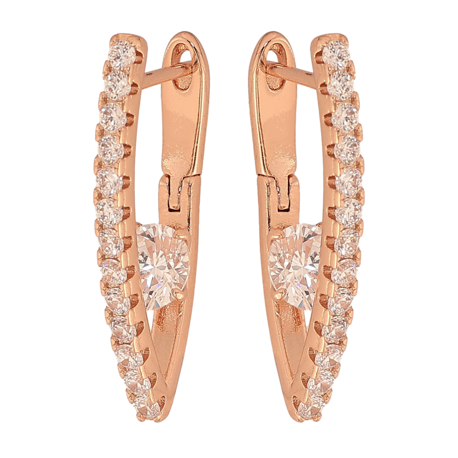 Сережки Xuping колір Позолота РО англійський замок "Скоби з кристалами" фото №1